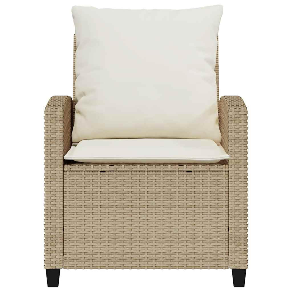 Set Divano da Giardino 4 Pezzi, in Polyrattan e Acciaio, con Cuscini Imbottiti, Design Modulare, Salotto da Giardino Esterno, Divano Esterno per Giardino e Terrazzo,Beige, con 2 Poltrone e 2 Sgabelli
