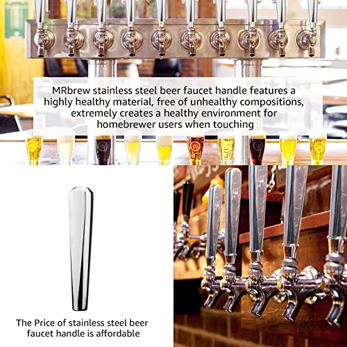 Mrbrew Upgraded Beer Tap Handle, Home Brewing All Commercial Heavy Duty 304 Stainless Steel Beer Faucet Handle For Standard American 3/8'' Threading Keg Kegerator Tower Stout Nitro Draft Beer Tap #TOP4