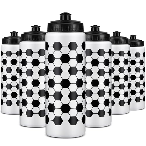 Yaomiao 50 Pcs Soccer Water Bottles Bulk 20 oz Reusable Squeeze Water Bottles Sports Ball Cup Accessories for Sports Party Favors Team Gifts