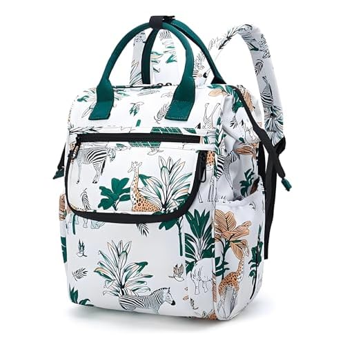 CHICKWIN Changing Bag Backpack for Baby, Large Nappy Changing Backpacks Animal Printed, Water Resistant Green Diaper Bag with Insulated Pockets and Stroller Straps for Dad and Mom