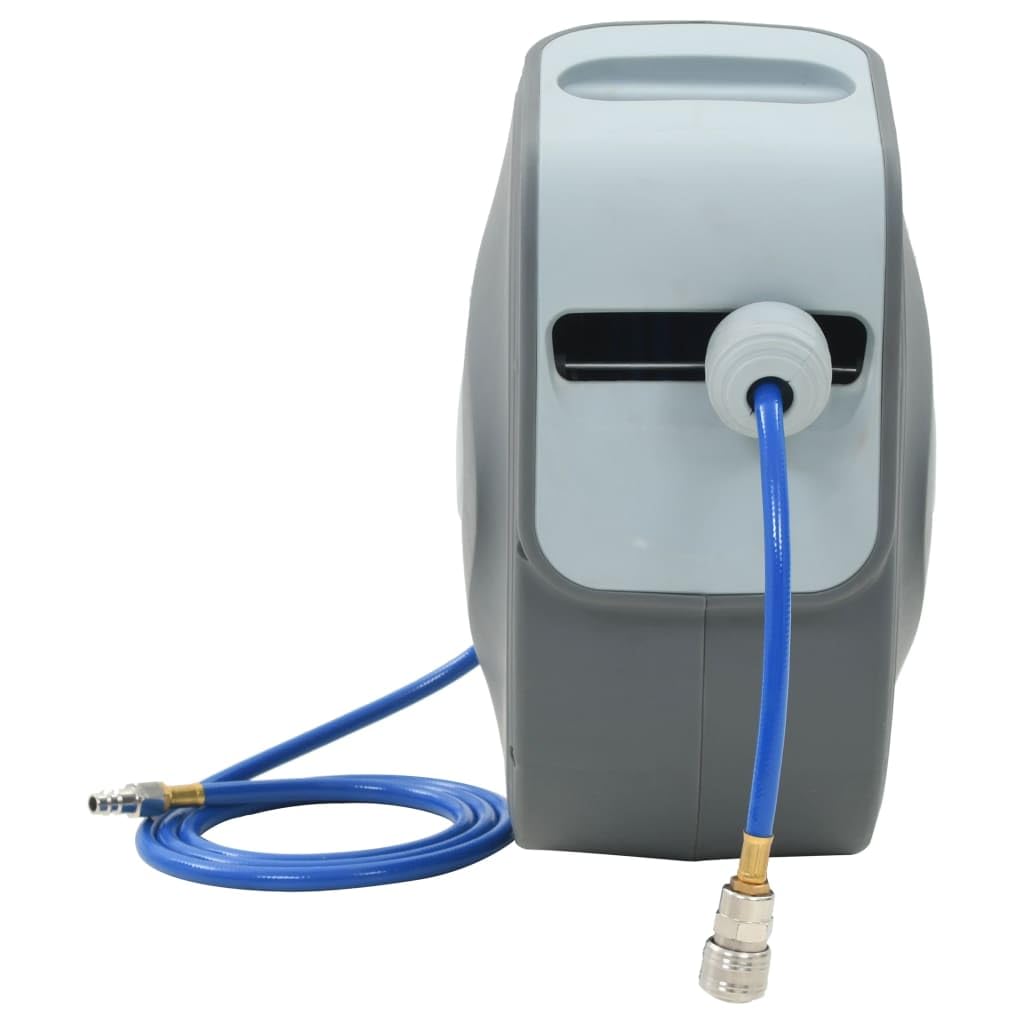 Avvolgitubo automatico ad aria compressa con tubo da 30 m e tubo di collegamento da 2 m, connettore da 1/4", montaggio a parete per officina e garage, grigio