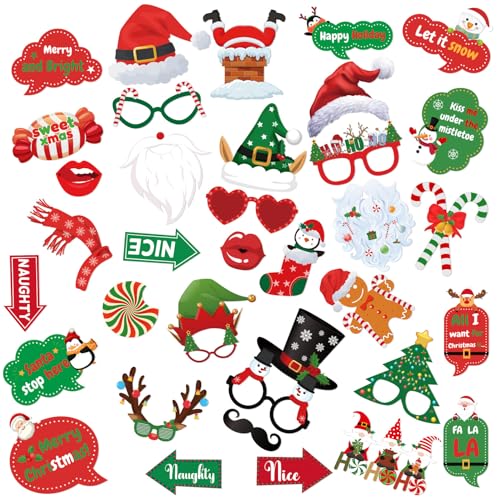 Christmas Photo Booth Props - 36Pcs Christmas...
