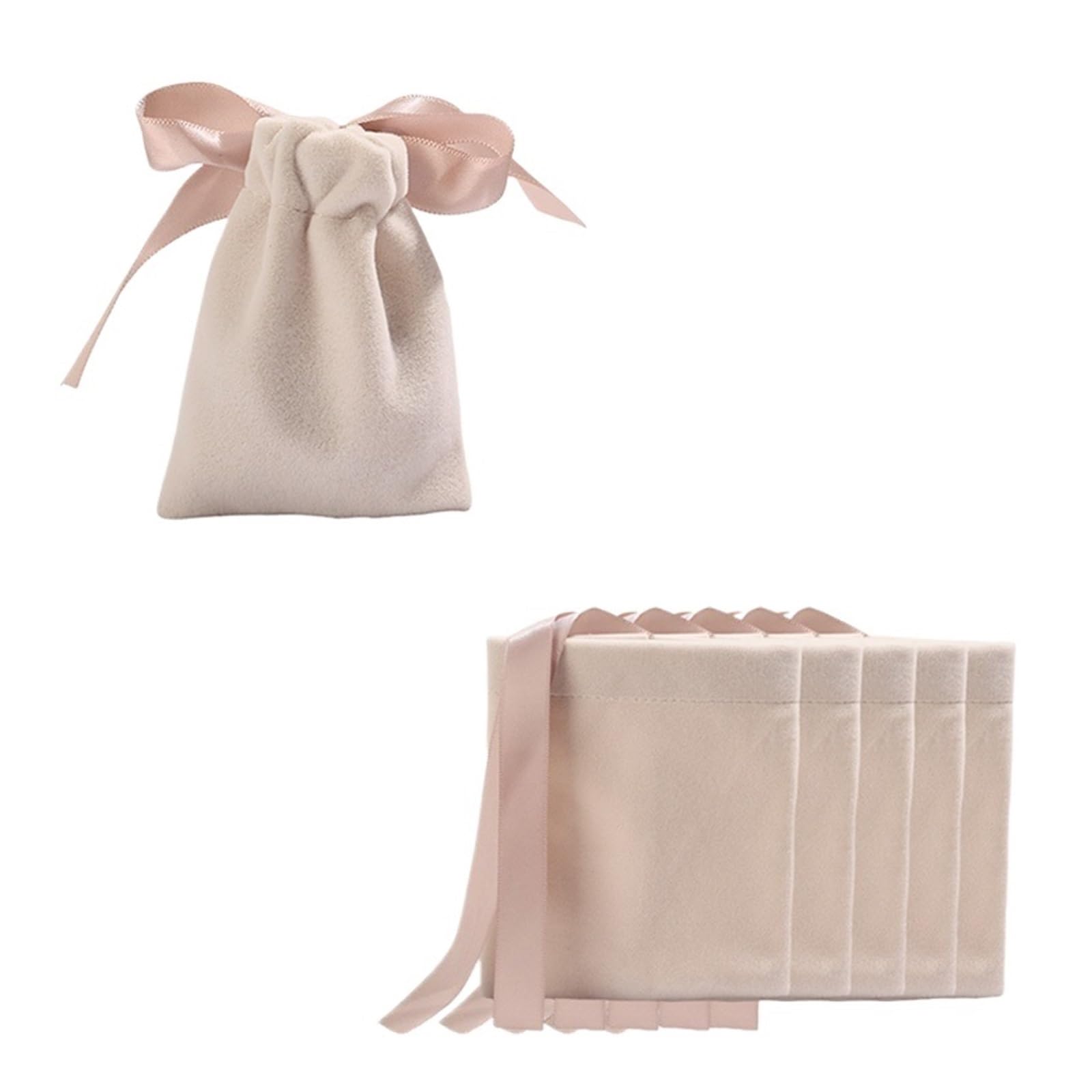SHENJMAI Velvet Jewelry Pouches Thicken Velvet Jewelry Bags Small Necklace Bracelet Packaging Pouches Ribbon Bow Drawstring Bag Protect Storage Box(7x9cm)