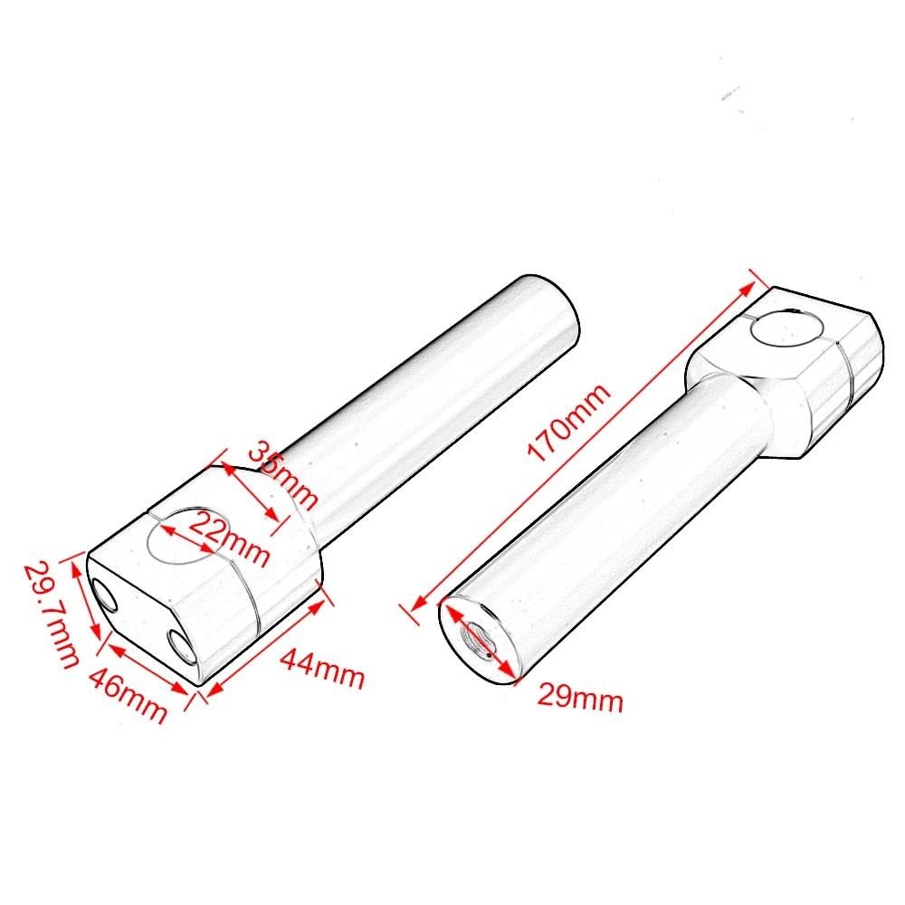 Elevadora Manillar Adaptador Abrazadera para Manillar Motocicleta Universal 22/25 Mm Aluminio Cromado Negro Accesorios para Motocicleta(22MM Chrome)
