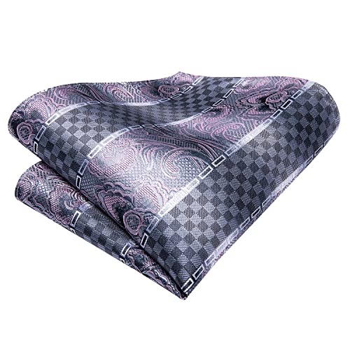 Image of Hi-Tie Men Ties Sets Silk Stripe Paisley Necktie Pocket Square Cufflinks for Business Wedding