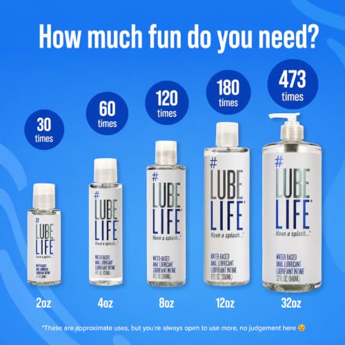 Image of LUBELIFE Water Based Anal Lube, Personal Lubricant, 8oz 2 Pack | Regular anal lube gel for privacy, non-sticky water-based formula, toy and condom compatible, smooth confident glide