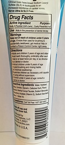 Verve Ultra Sls-Free Toothpaste With Fluoride, 4.5 Oz. (Pack Of 4) #TOP2