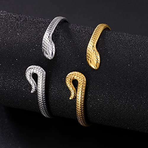 UNIFT Snake Bracelet for Women Stainless Steel Vintage Chic Open Serpent Bangle Bracelet Animal Jewelry (silver 1) by UNIFT - Used condition - Image 5