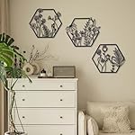 OYEFLY 3 Pcs Metal Flower Wall Art, Farmhouse Wall Decor (Black) - Image 5