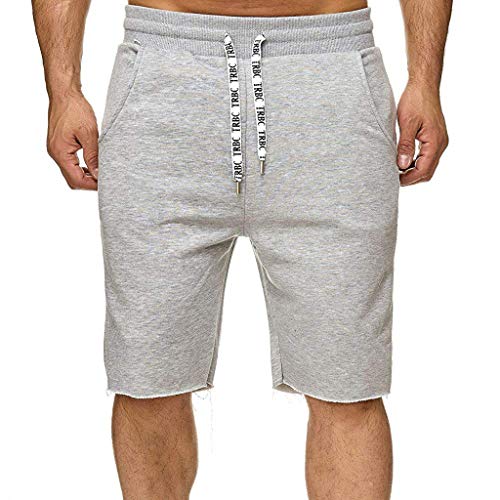 kemilove Men's Classic Fit Casual Fleece Jogger Gym Workout Short Pants with Elastic Waist Gray