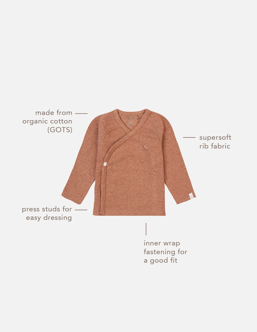 Noppies U Té Overlap LS Rib Nanyuki Camiseta Unisex bebé (Pack de 1)
