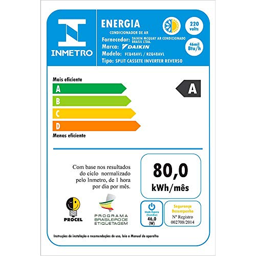 Ar Condicionado Split Cassete Inverter Daikin Skyair Quente e Frio 46000 Btus Fcq48avl 220v 220v