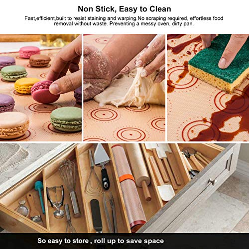 Angadona Macaron Silicone Baking Mats Kit (16pcs set) Macaroon Baking Mat Set of 2 Half Sheet Macaron Silicone Mat Nonstick Macaron Mat Sheet,6 Piping Tip,2 Piping Bag with 3 Bag Tie,2 coupler