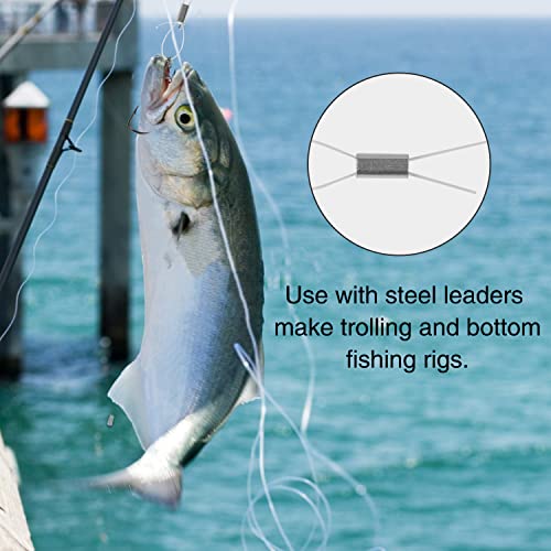 SILANON Fishing Aluminum Crimp Sleeves Kit, 500pcs Single Barrel Oval Crimping Loop Sleeve Assortment Fishing Line Tube Connector Wire Leader Rigging Tackle for Wire Rope Cable