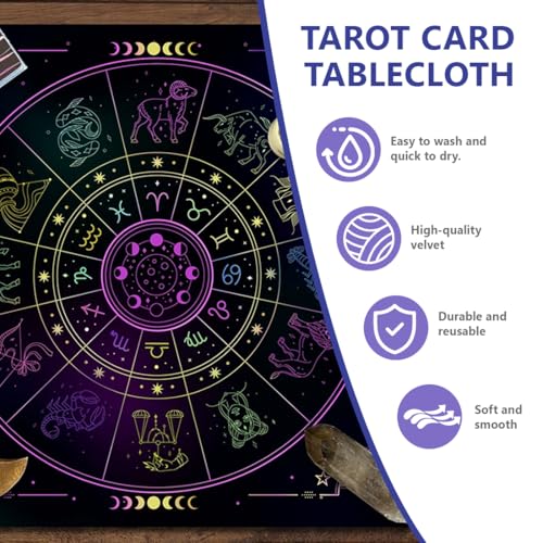 LONZIKP Altar Zubehör Tarot-Tuch aus Samt Altartuch für Rituale Esoterik Zubehör Samttuch für Tarotkarten & Pendel
