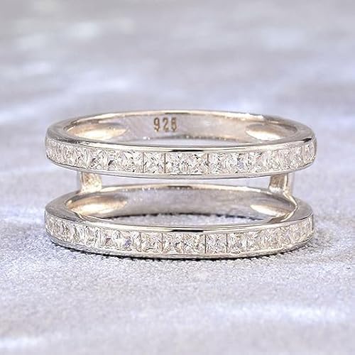 Purvika Jewels 2.00 Carat Princess Cut Lab Created Diamond Ring Enhancer Guard, 14K White Gold Finish, Channel-Set Wedding Band