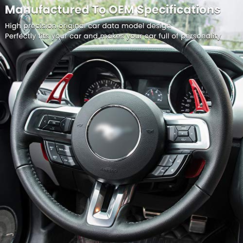 Image of Steering Wheel Shift Paddle Extended Shifter Trim Cover for Ford Mustang 2015 2016 2017 2018 2019 2020 2021 2022 2023 Interior Decoration Accessories Aluminum Alloy (Red 2PCS)