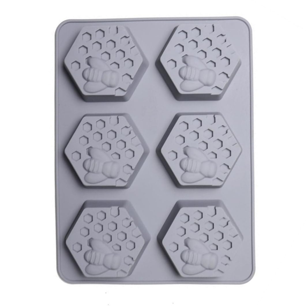 Riouwal Honeycomb Soap Mold Silicone 3D Hexagon DIY 6 Cavities Homemade Honeybee Cake Decorating Molds for Cake Ice Cube