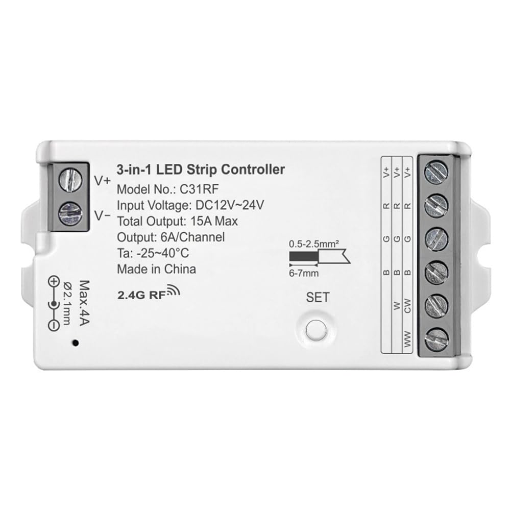 UDSKNV[KSL C31RF Dimming and Color-Tuning LED Strip Controller Supports RGB, RGBW, RGBCCT LED Strips