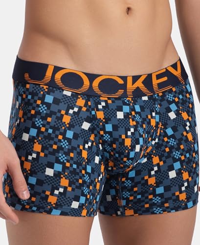 Image of Jockey FP23 Men's Super Combed Cotton Elastane Stretch Printed Trunk with Ultrasoft Waistband