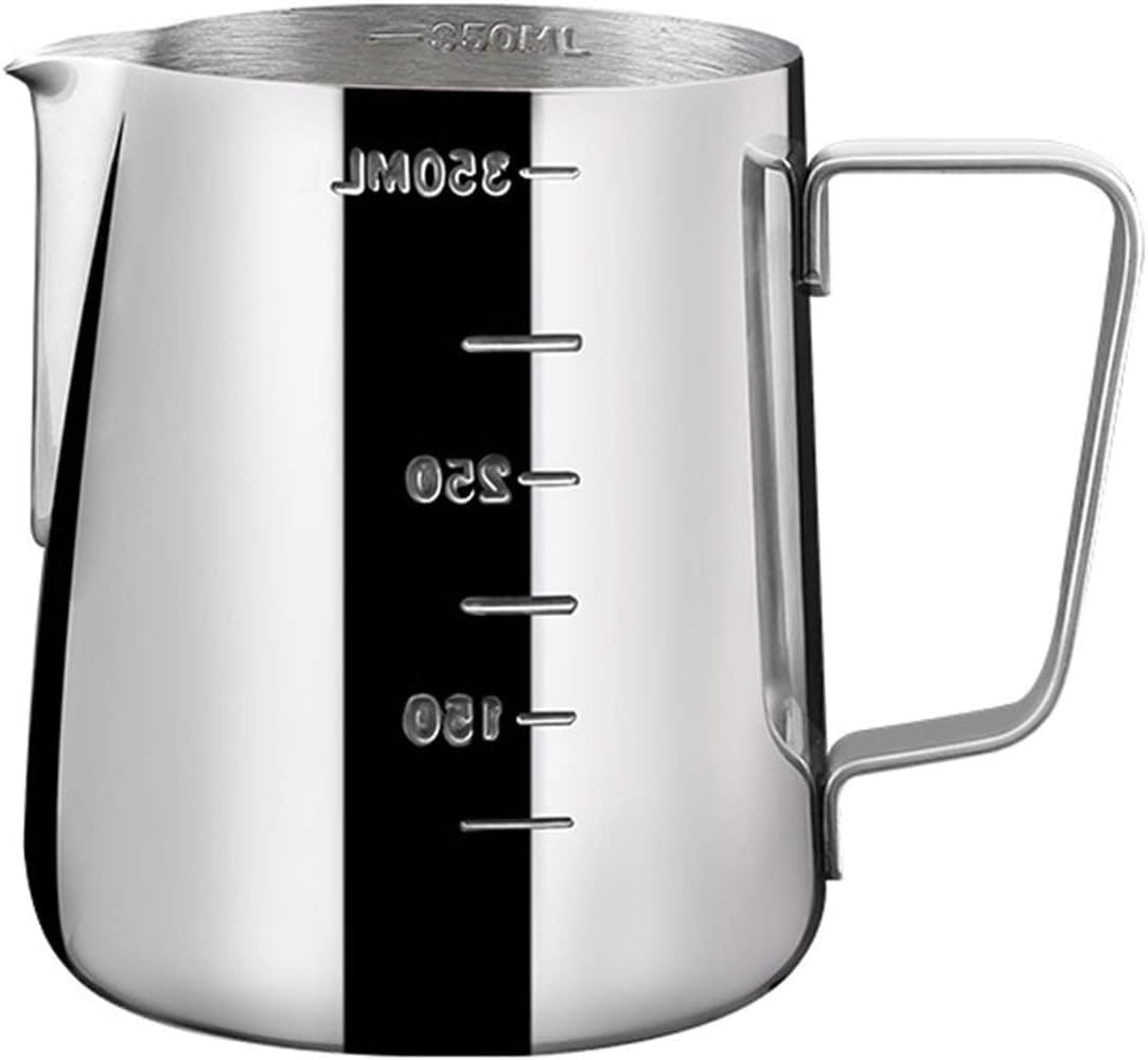 MallArt® Paslanmaz Çelik Sütlük - Barista Süt Isıtıcı & Köpürtücü | Latte Art Pitcher | Küçük & Büyük Boy Seçenekli, Ocak Üstü Çelik Süt Potu (350 ml)