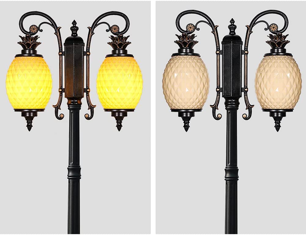 Lanterne Tendance en Acrylique en Forme d'ananas, Lampe de Jardin créative européenne à 2 lumières E27, en métal Aluminium, pour Poteau ou allée extérieure, terrasse ou,