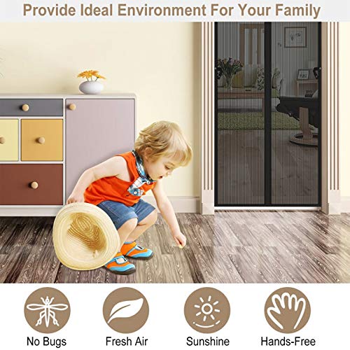 Magnet Fliegengitter Tür, EGNBU Insektenschutz Tür 90x210cm, Fliegengitter Tür Magnetisch Moskitonetz für Balkontür, Kellertür und Terrassentür, Kinderleichte Klebemontage Ohne Bohren Schwarz - Image 7