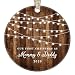 1st Christmas as Mommy & Daddy 2019 New Parents Ornament Country Rustic Porcelain 3" Flat Circle Christmas Ornament with Glossy Glaze Gold Ribbon & Free Gift Box | OR00302 Delfino