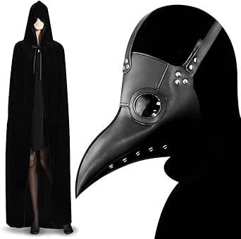 [ＺＡＩＤＥＡ] 2点セット マント マスク ペストマスク ハロウィン 仮面 コスチューム コスプレ 仮装 黒 マント付き