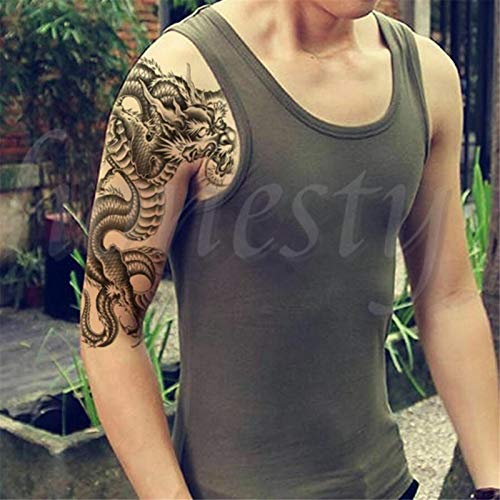 Meedee New 3D Black Dragon Removable Waterproof Temporary Tattoo Arm Leg Body Art Sticker