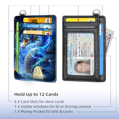 Slim Minimalist Front Pocket RFID Blocking Wallet for Men&Womem, Keep Your Credit Cards and Personal Information Safe, Security Pockets for Business Card Holde, Thunder Dragon3