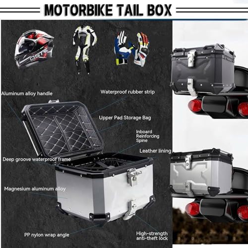 BaúL superior universal para motocicleta, 45/55/65/80/100 L, caixa traseira para motociclo / viagem
