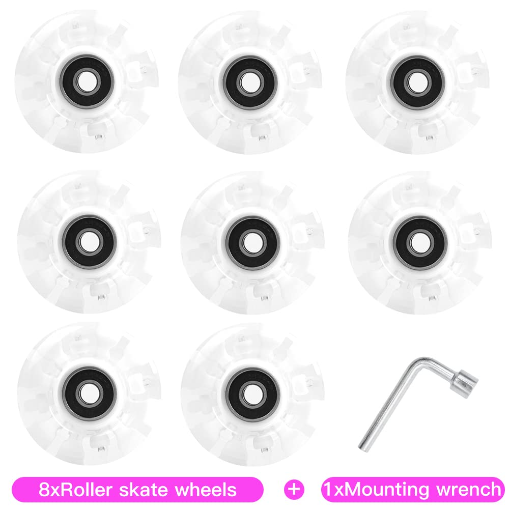 Paquete de 8 ruedas iluminadas 78A para patines de 32 x 64 mm, ruedas luminosas con rodamientos instalados para patinaje de doble fila en interiores o exteriores, accesorios de monopatín