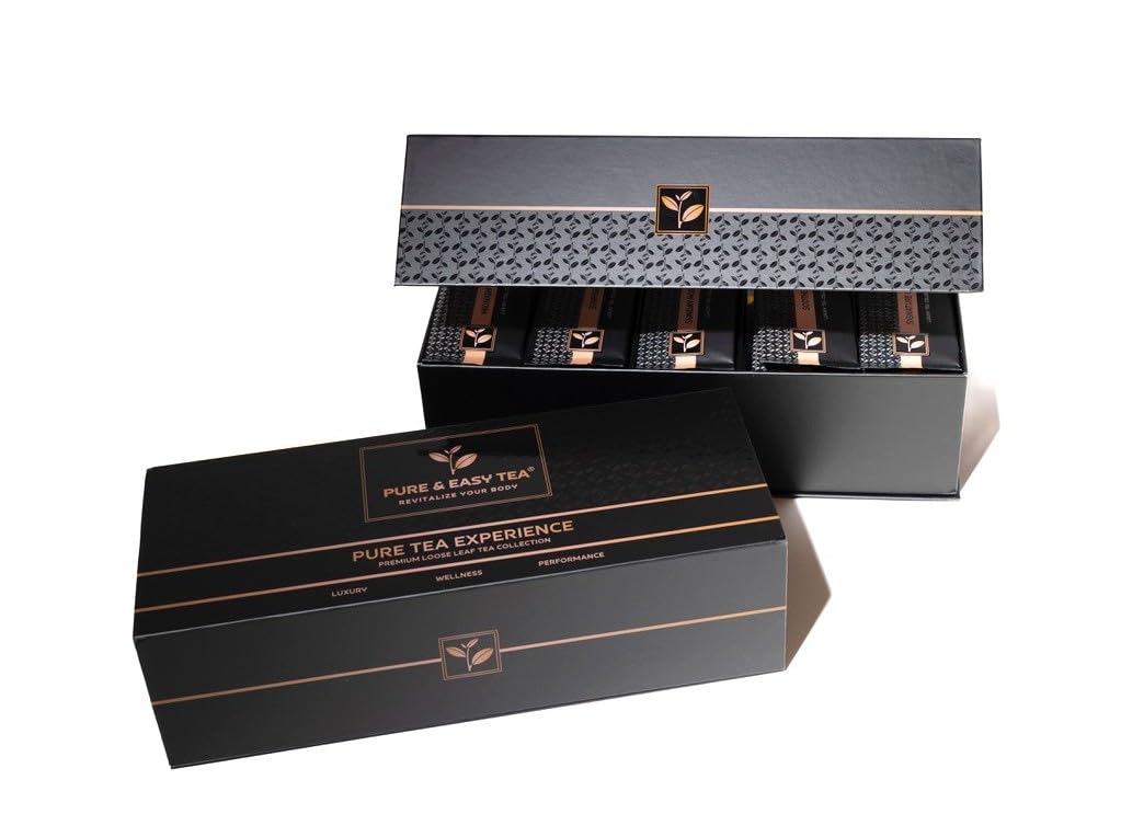Premium Loose Leaf Tea Sampler Set, 30-Count Variety Pack of Herbal and Caffeinated Blends, Luxury and Wellness Teas in a Designer Gift Box (150g)