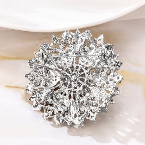 Image of Flower-shape Statement Brooch Pin Crystal Rhinestone Broach for Women