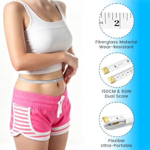Body Measuring Tape, 2PCS Dual Sided Tape Measure for Body Measurement, Soft Flexible Measuring Tape for Fabric Tailor and Sewing, Weight Loss, Waist Measuring Tape, 60in/150cm