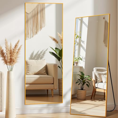 Image of Alpen 71x26 Inches Mirrors, Full Length Mirror with Stand, XX-Large Gold Floor Mirror for Bedroom, Dressing Room, Home Decor, Gold