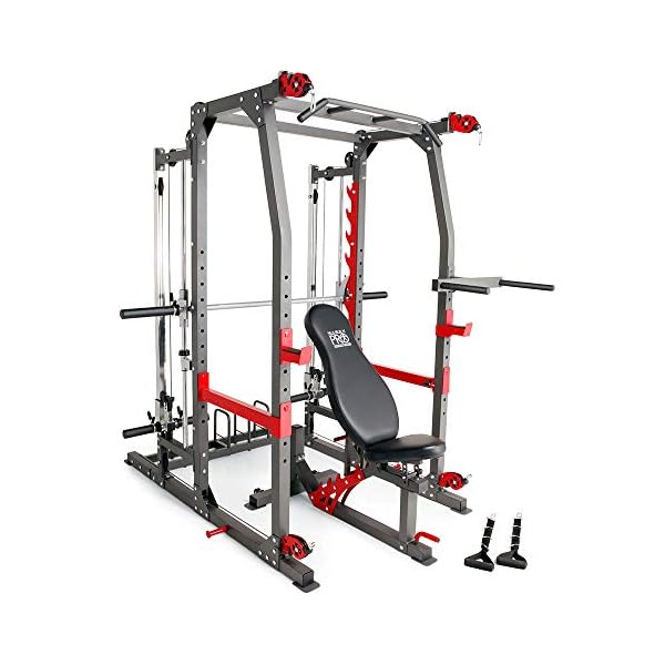 Marcy Smith Machine Weight Bench Home Gym, for Full Body Workout, Training System, Black SM-4903