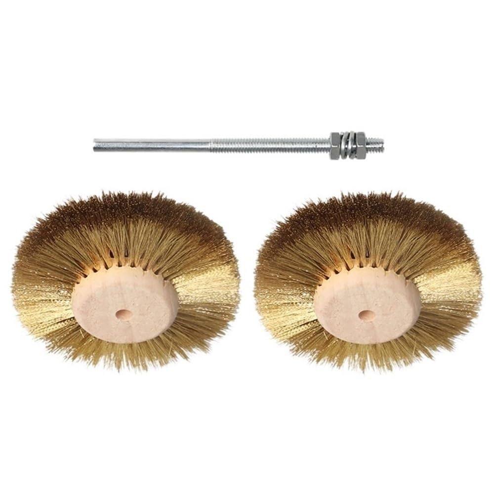 2 szt. Szczotki tarczowe ze stali nierdzewnej i mosiądzu 1/4 cala Trzpień wiertarski Polerowanie metalu 80 mm, 75 mm(75*6mm)