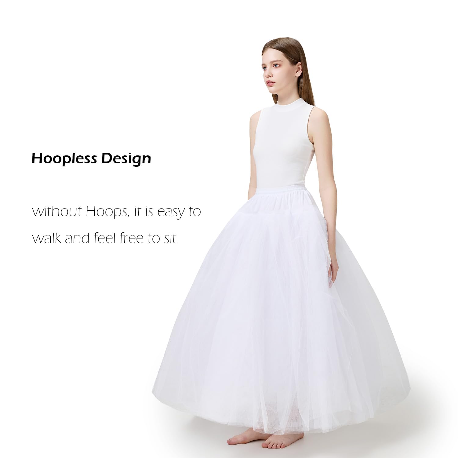 Aprildress Damska Halka Petticoat bez obręczy Krynolina pod spódnica do sukni ślubnych PL-PPT026