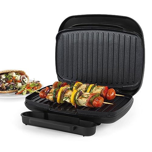 Petra PT4366MBLKVDE   Barbacoa sanitaria antiadherente con bandeja de goteo extraíble, placas de parrilla recubiertas Smartstone, no requiere aceite, cocina versátil de verduras, carne, brochetas