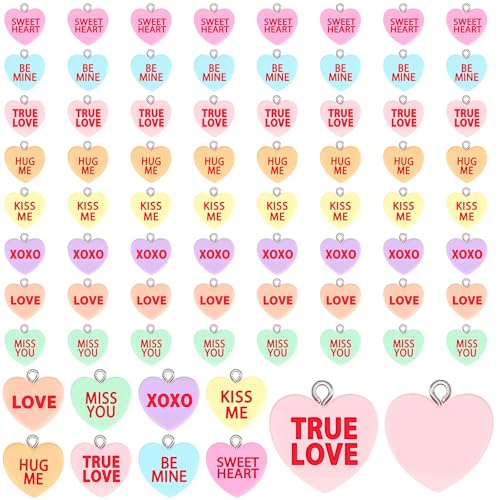 Augshy 64 Pcs Valentine Heart Charms Conversation...