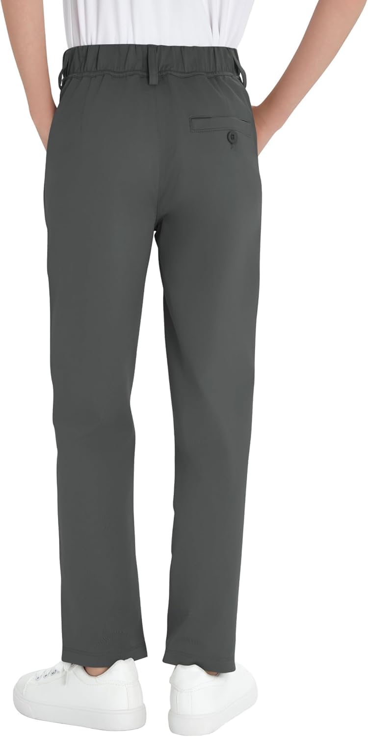 QBK Boys' Golf Pants-Quick Dry Stretch Chino with Flat Front for Kids School Uniforms Athletic(2T-16Y) - Image 2