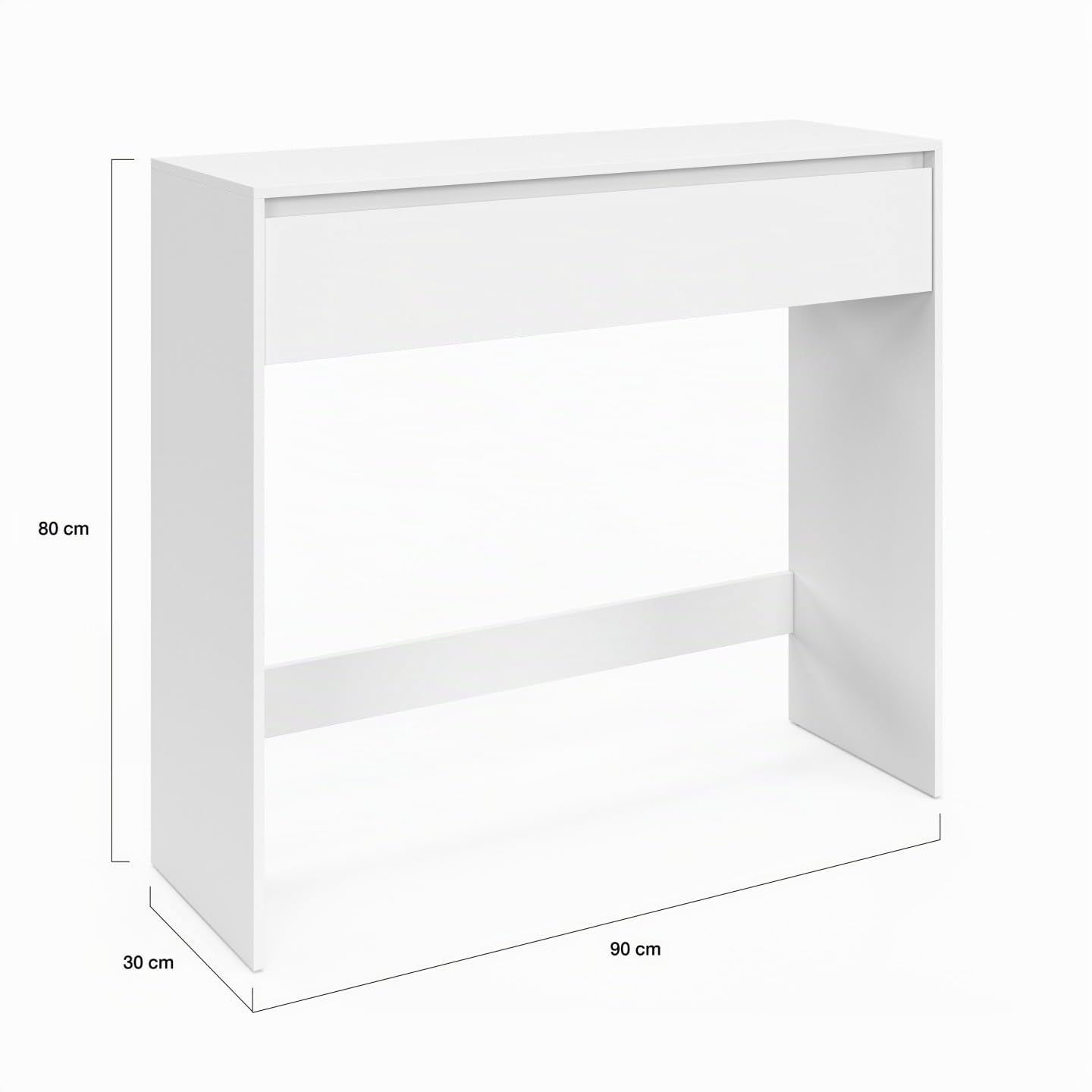 IDMarket - Console a 1 cassetto TOMI legno bianco