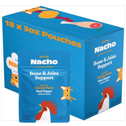 Made by Nacho Bone & Joint Support Meal Topper Cage-Free Chicken Puree with Bone Broth Cat Food Topper Hydration and Flavor Immune Support 1.4 oz Each 18 Count