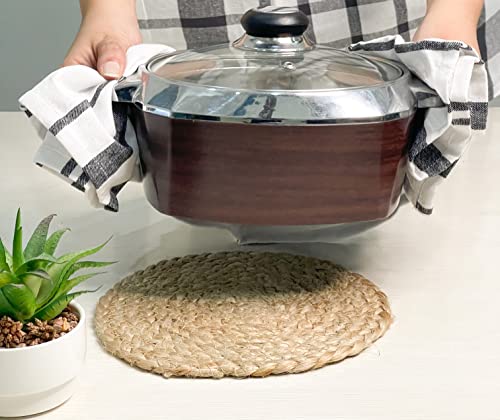 Chardin-Home-Braided-8-Inch-Trivets-Set-of-4-Rustic-Boho-Absorbent-Heat-Resistant-Pot-Holder-for-hot-Pans-Dishes-Suitable-for-Table-top-Kitchen-counters-100-Natural-Sustainable-Jute-Ropes Chardin Home Braided 8 Inch Trivets Set of 4 Rustic Boho Absorbent Heat Resistant Pot Holder for hot Pans Dishes Suitable for Table top Kitchen counters 100 Natural Sustainable Jute Ropes