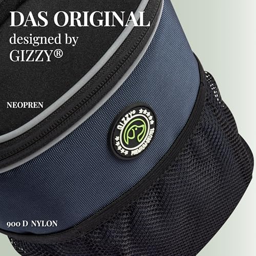 GIZZY® DAS ORIGINAL | Leckerlitasche für Hunde + REGENHAUBE | Leckerlibeutel für Hunde mit praktischer Einhand-Öffnung | Hunde Leckerlitasche für Training & Welpenerziehung | Gassi Tasche Hund [Blau]