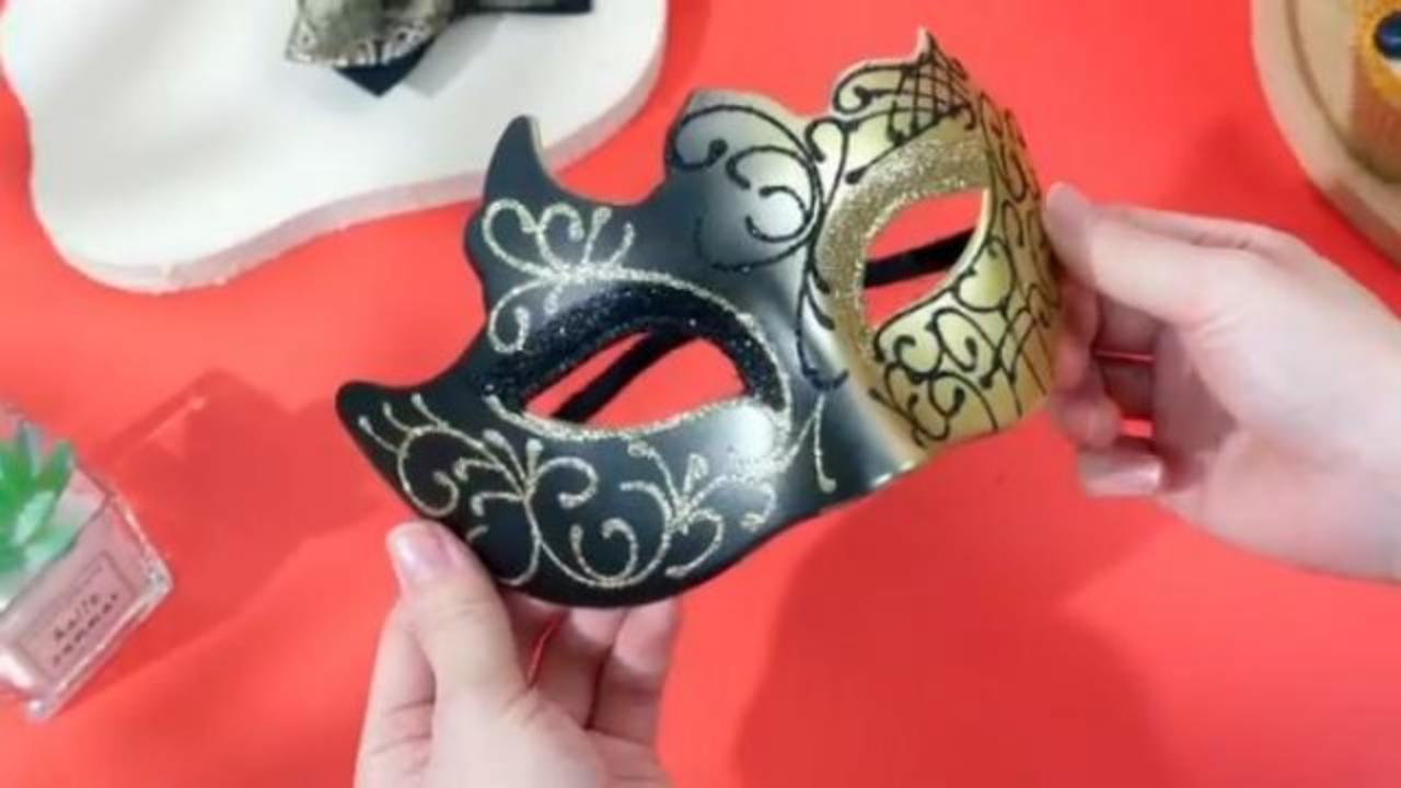 Masque Venise Fantôme De L'Opéra - Lot De 2 Masques Noir Et Doré Pour Couple, Homme & Femme - Idéal Soirée Masquée, Halloween & Carnaval