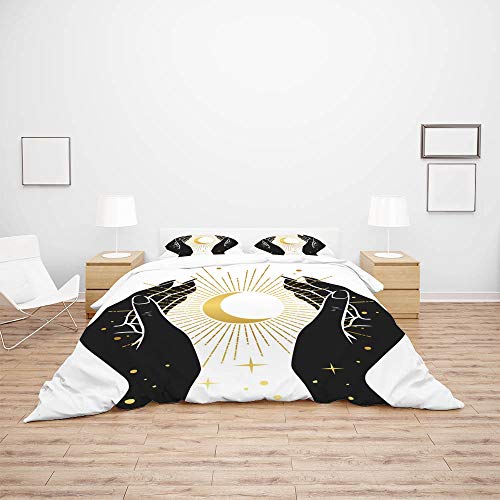 Draps de lit style bohème lune avec housse de couette douce taille king