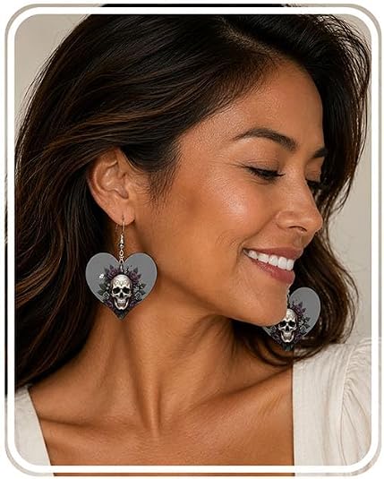 Faux Leather Earrings For Women Teardrop Earrings, Double Sided Print